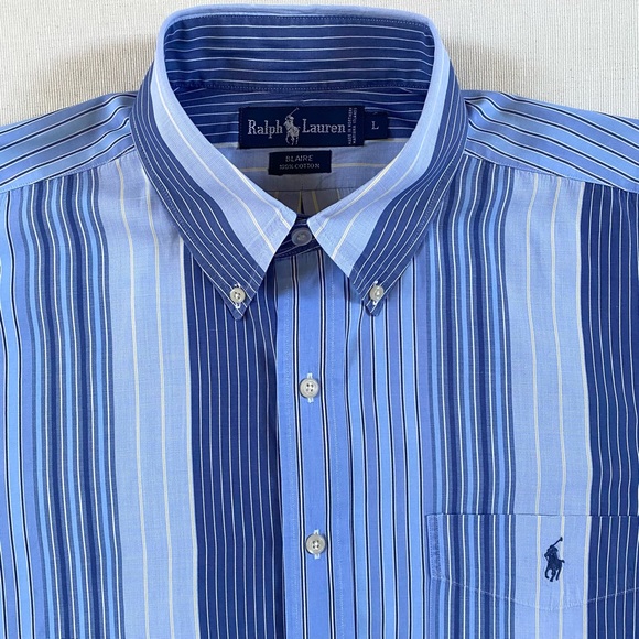 RALPH LAUREN Classic 100% Cotton Stripe Men’s Blaire Shirt, Size Large - Picture 4 of 14